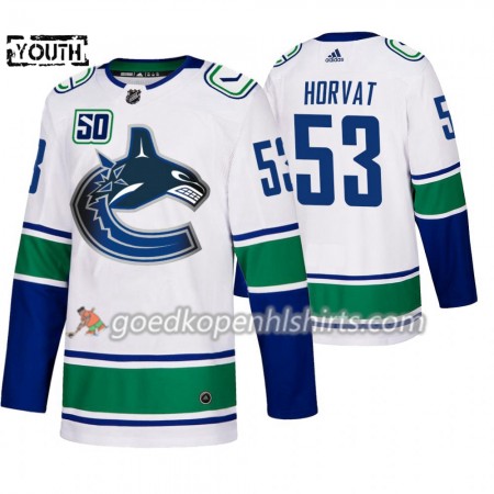 Vancouver Canucks Bo Horvat 53 50th Anniversary Adidas 2019-2020 Wit Authentic Shirt - Kinderen